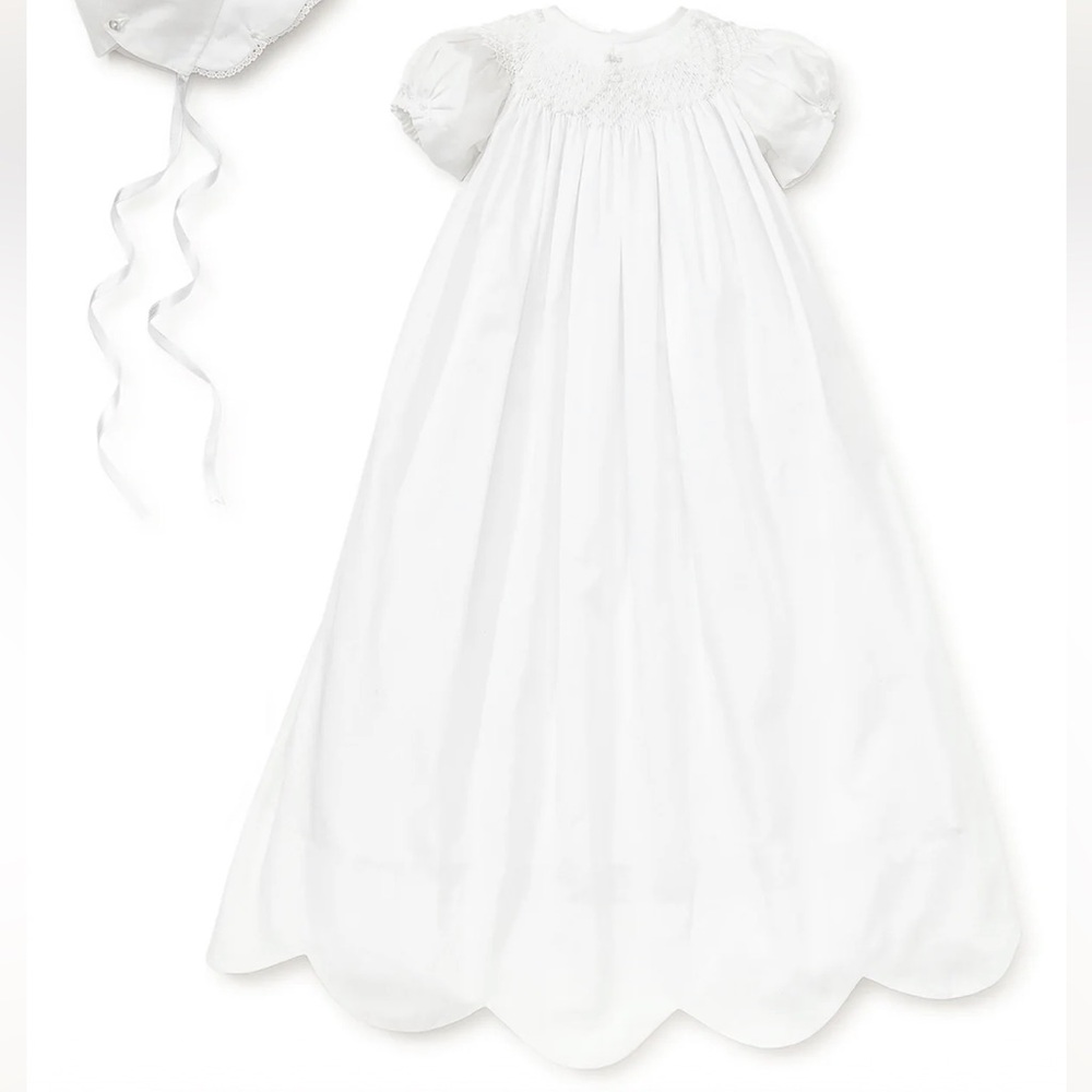 Kissy Kissy Caroline Elegant White Baby Gown and Hat